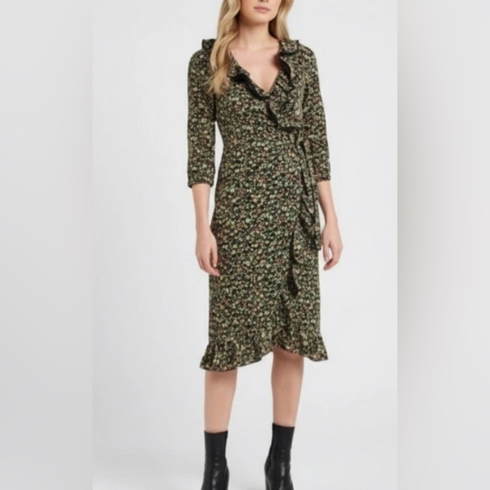 Topshop  Floral Wrap Midi Dress